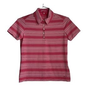 Nike Golf Polo Women's Size Small Pink Stripe Short Sleeve Dri-Fit Shirt